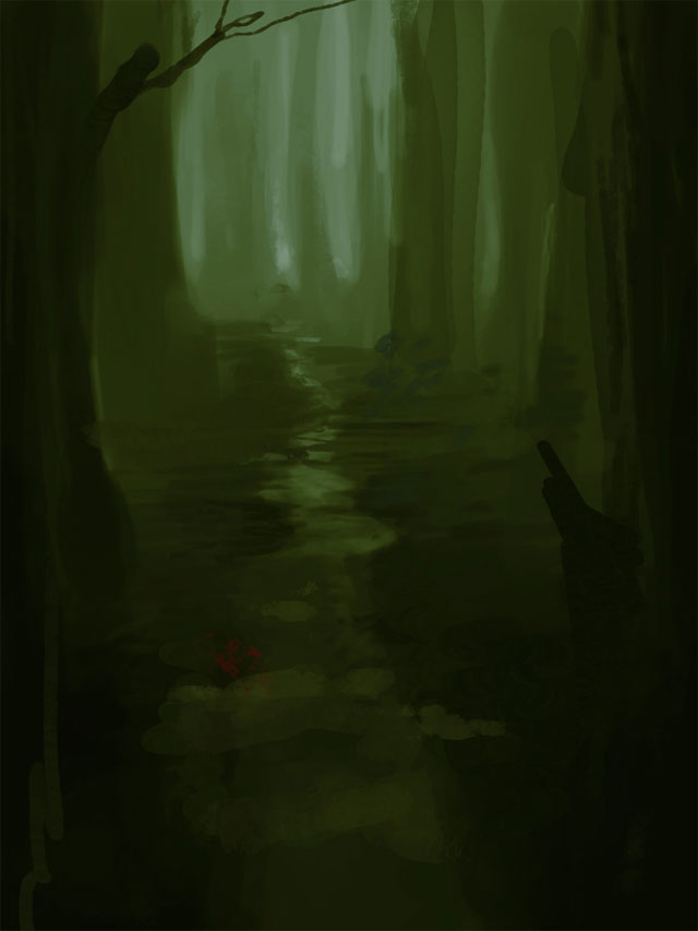 Suivre un chemin dans une forêt noire est en général une très mauvaise idée Compétence de survie en forêt noire