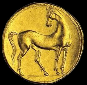 Pièce d'or à l'effigie d'Equus Pièce d'or à l'effigie d'Equus