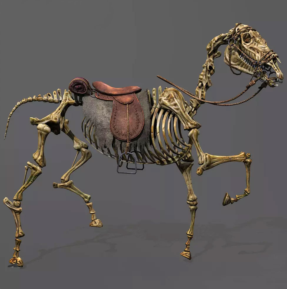 Les squelettes de chevaux sont un grand classique des moyens de transport pour les nécromanciens