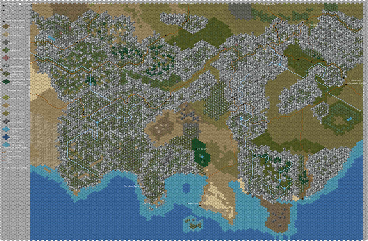 Carte de la région Sud Sud-Ouest de la planète Xitragupten, pylône de Tuxedo-Moon