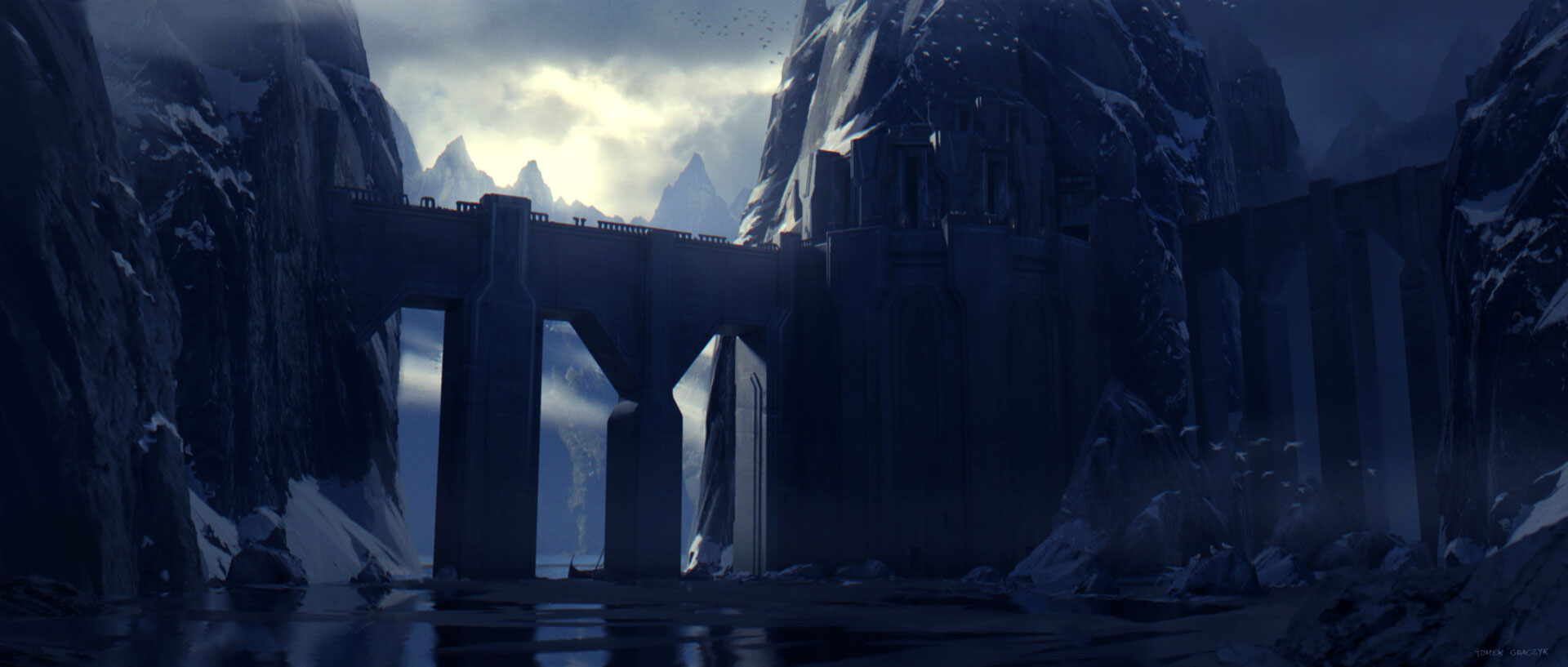 Entrée d'une cité abandonnée de nains des montagnes sur Tharsus